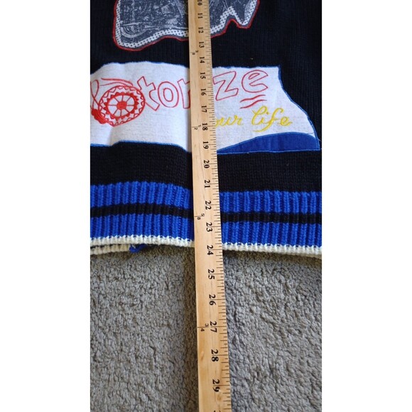 VTG Womens 80’s A’Milano Sweater Cardigan Motorcycle Colorful Boho Grunge Sz M - Picture 8 of 8